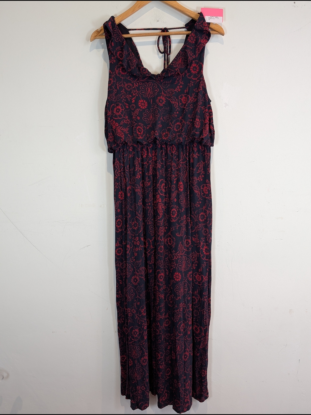LOFT Black Maxi Dress with Red Floral Print